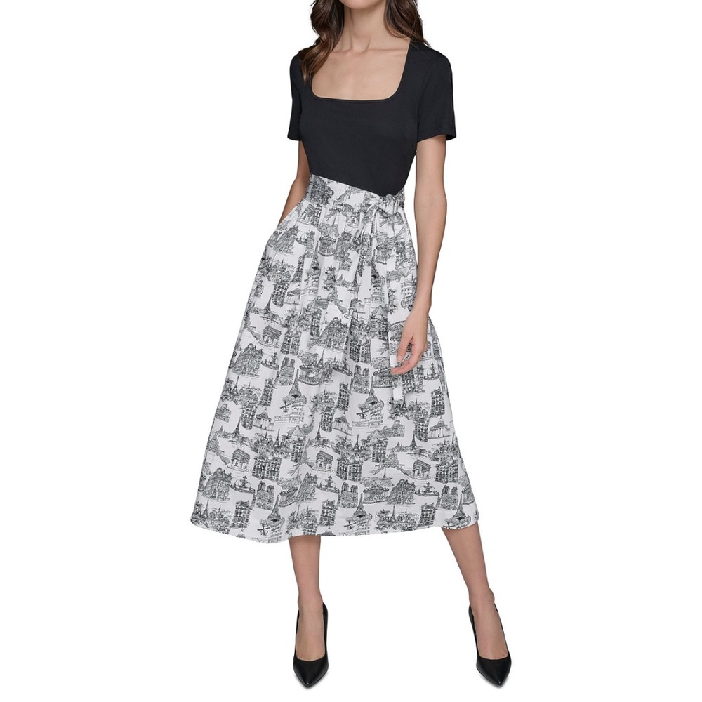 Karl Lagerfeld mixed media midi dress - Size 10 NWT